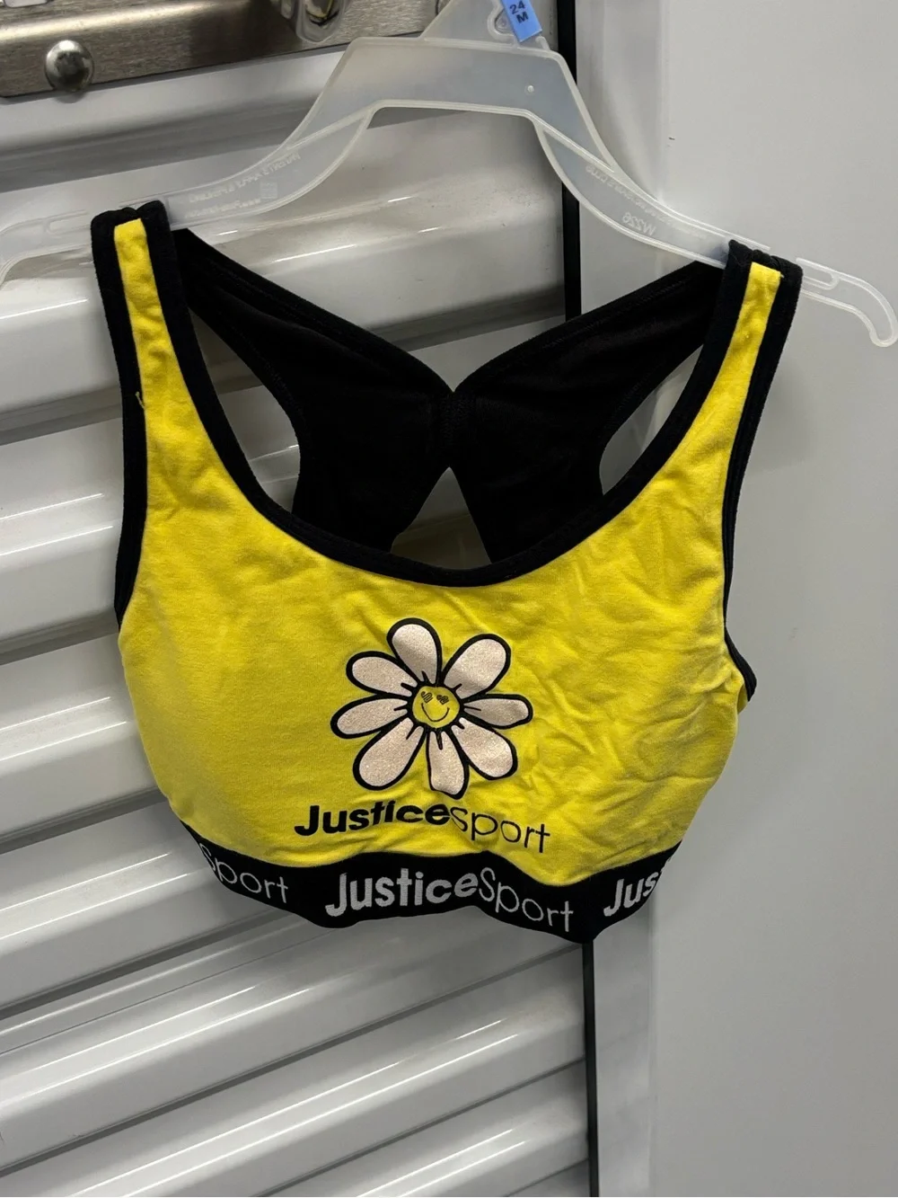 Justice Sport Girls' Yellow Daisy & Black Patterned Active Sports Bras - 2-Pack